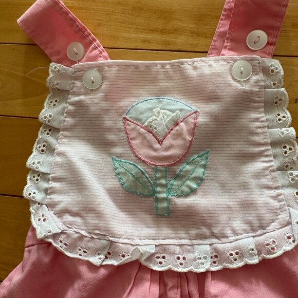 Vintage Baby Girl Bloomer Romper Playsuit Light Pink 90s Embroidered Zellers - Picture 4 of 7